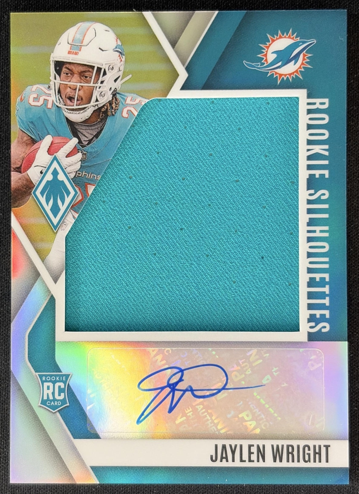 Jaylen Wright 2024 Panini Phoenix Rookie Silhouettes Silver /149 Dolphins front