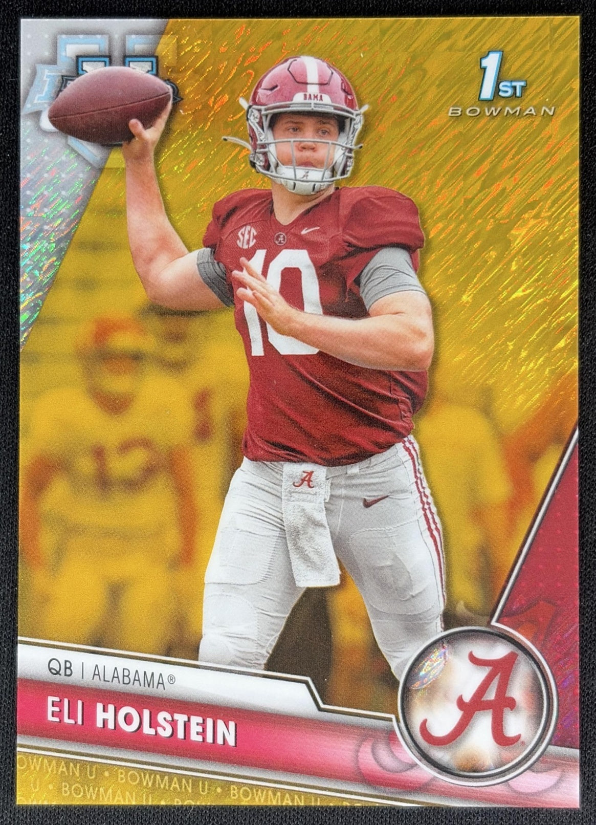 Eli Holstein 2023 University Chrome Gold Shimmer Refractor /50 Crimson Tide