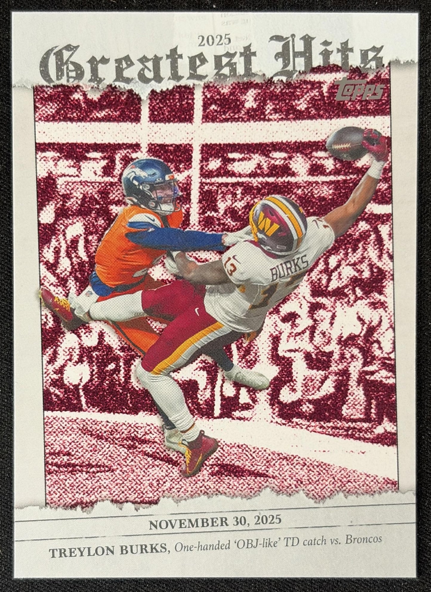Treylon Burks 2026 Topps 2025 Greatest Hits Commanders front