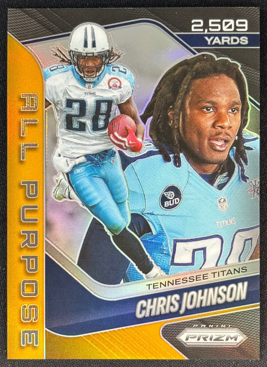 Chris Johnson 2025 Panini Prizm All Purpose Gold /10 Titans Sports Trading Cards