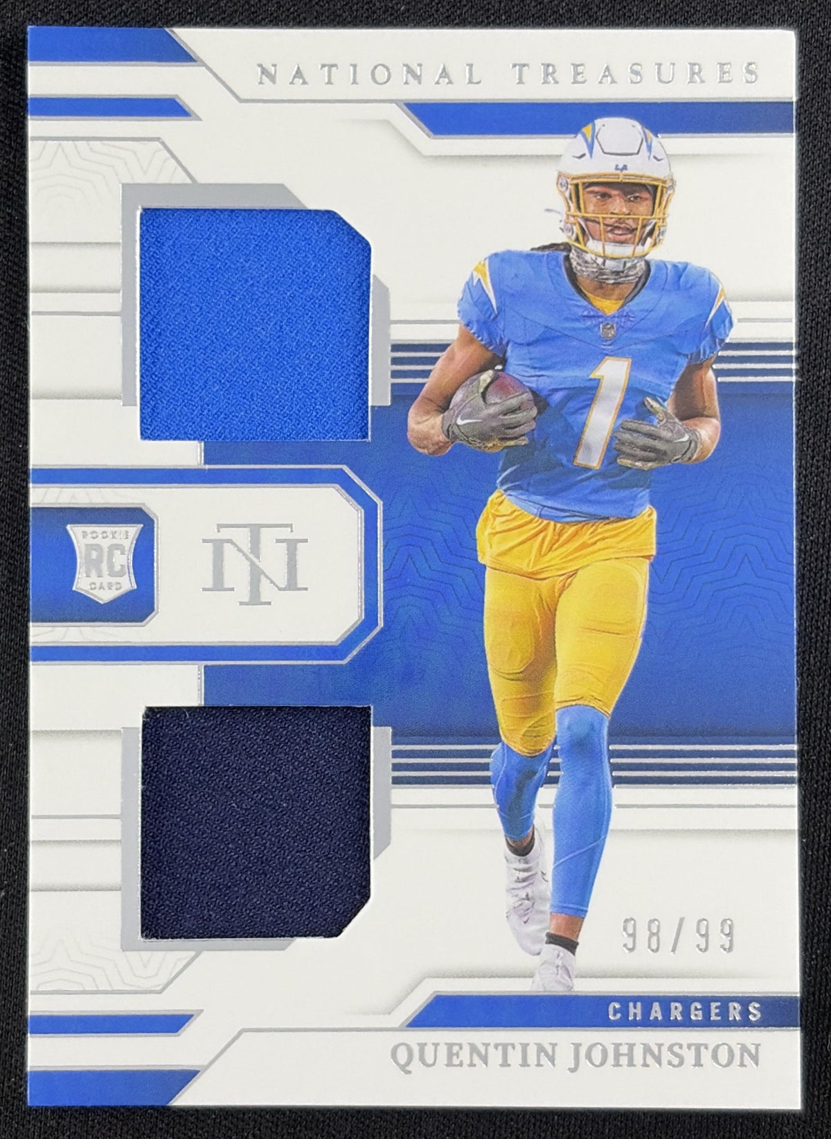 Quentin Johnston 2023 Panini National Treasures Rookie Dual Materials /99 Chargers