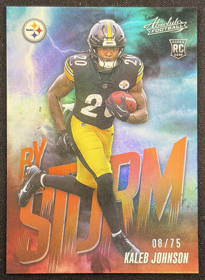 Kaleb Johnson 2025 Panini Absolute By Storm Spectrum Orange /75 Steelers
