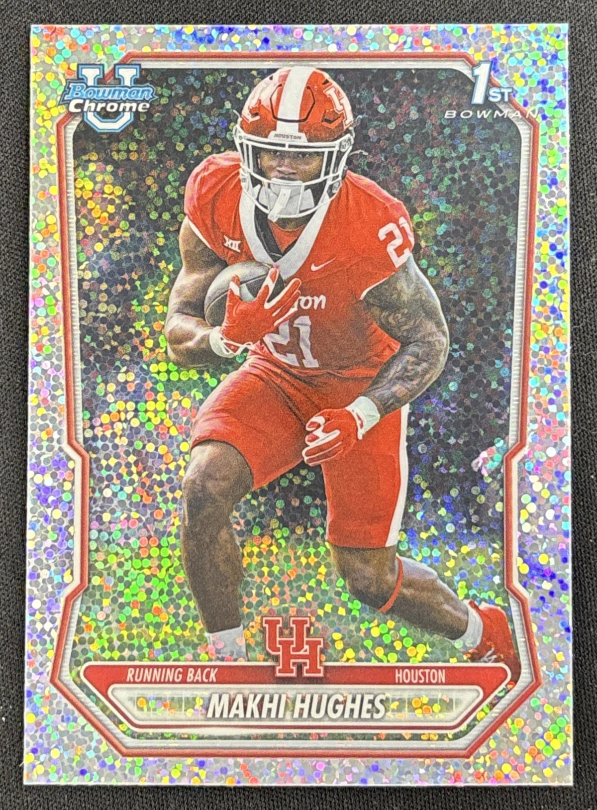 Makhi Hughes 2026 Bowman Chrome Prospects Speckle Refractor Texans Cougars Oilers