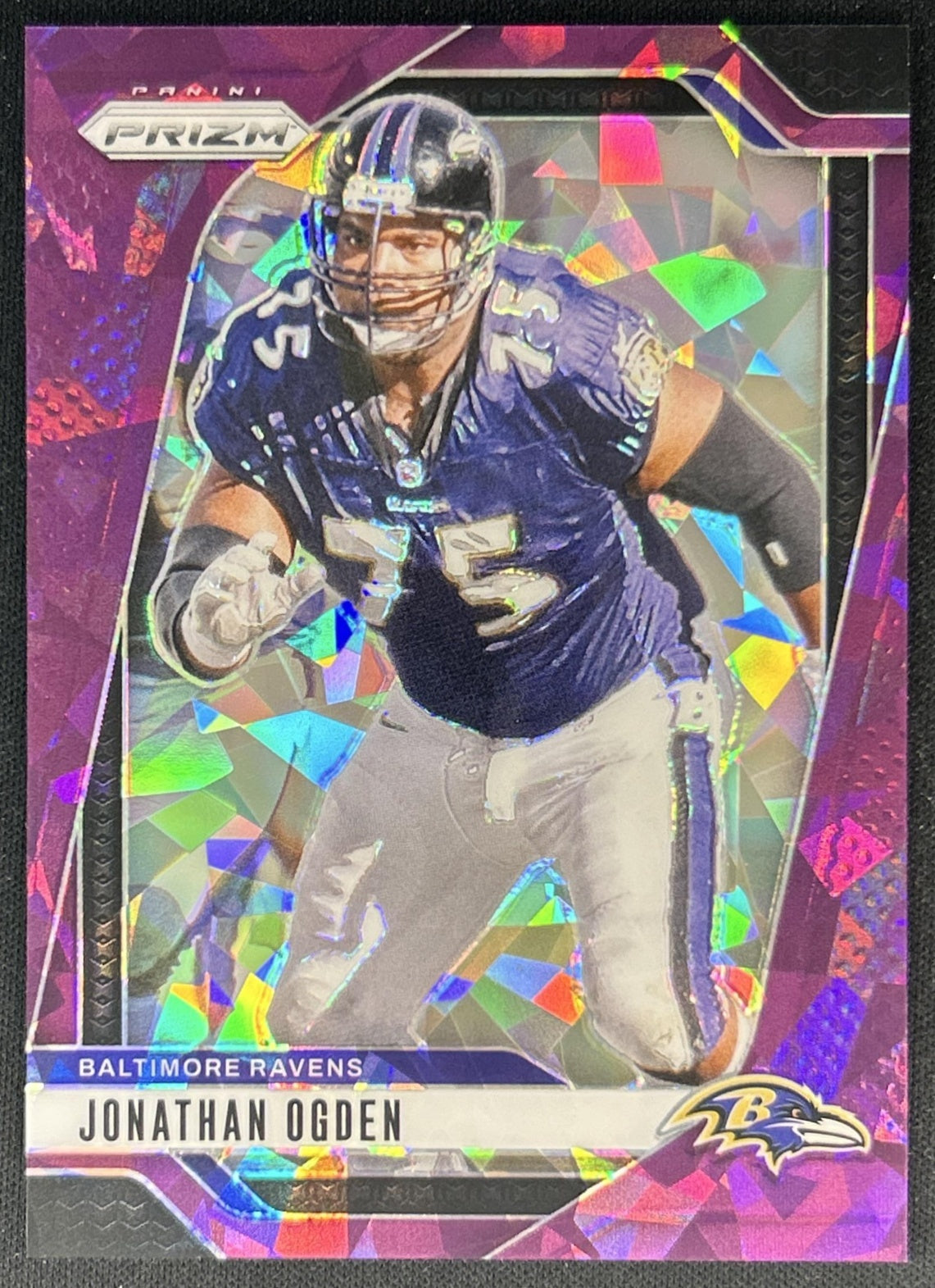 Jonathan Ogden 2024 Panini Prizm Purple Ice /225 Ravens front