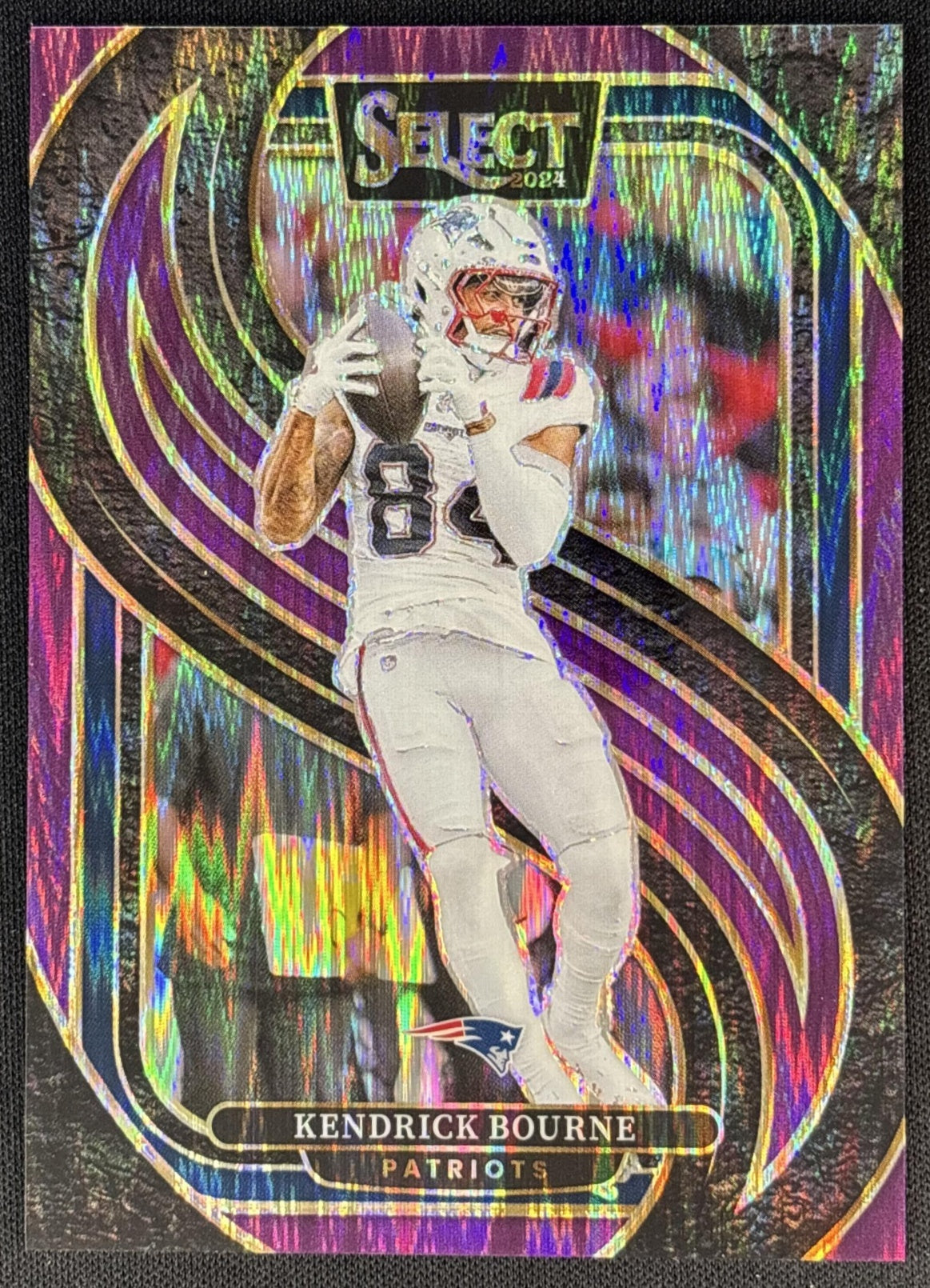 Kendrick Bourne 2024 Panini Select Premier Purple Prizm Shock /360 Patriots