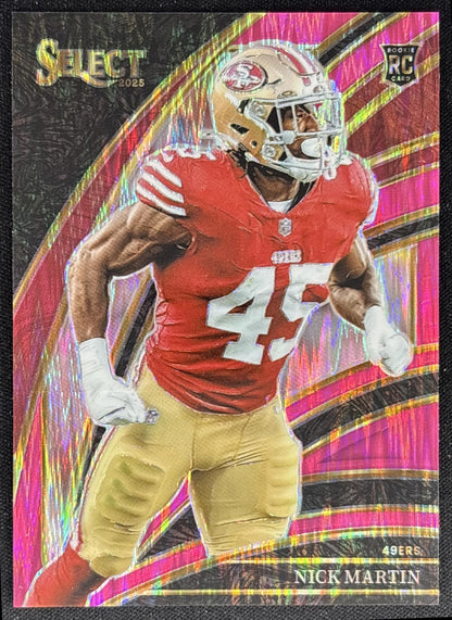 Nick Martin 2025 Panini Select Club Level Pink Prizm Shock 49ers front