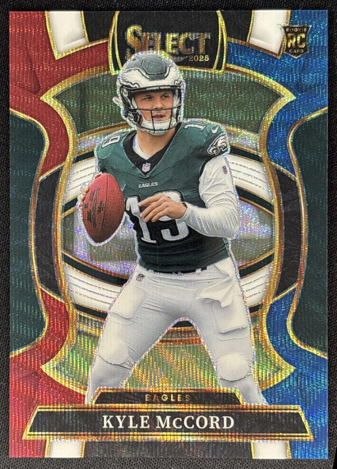 Kyle McCord 2025 Panini Select Concourse Tri-Color Prizm /399 Eagles Sports Trading Card