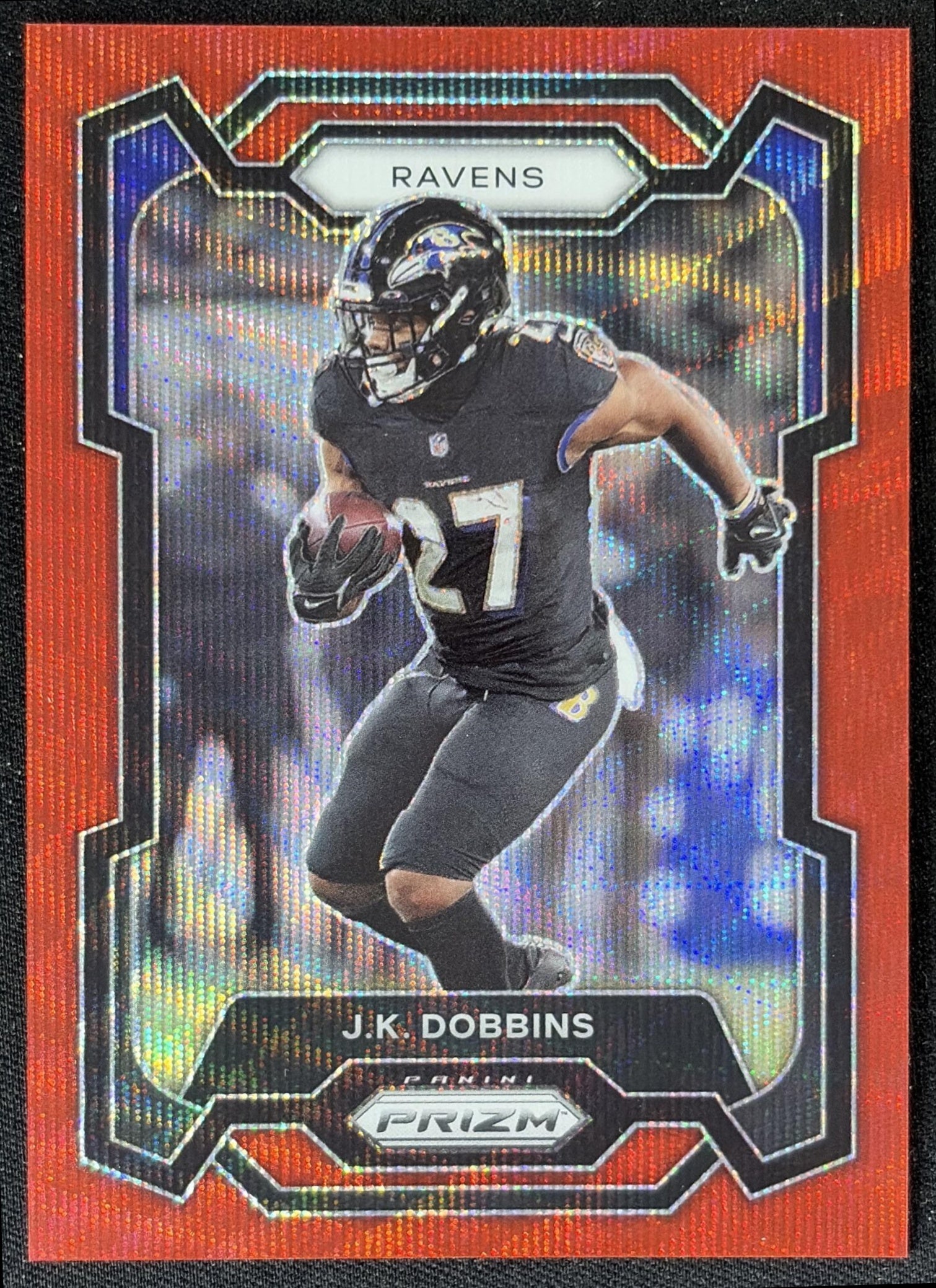 J.K. Dobbins 2023 Panini Prizm Red Wave /149 Ravens