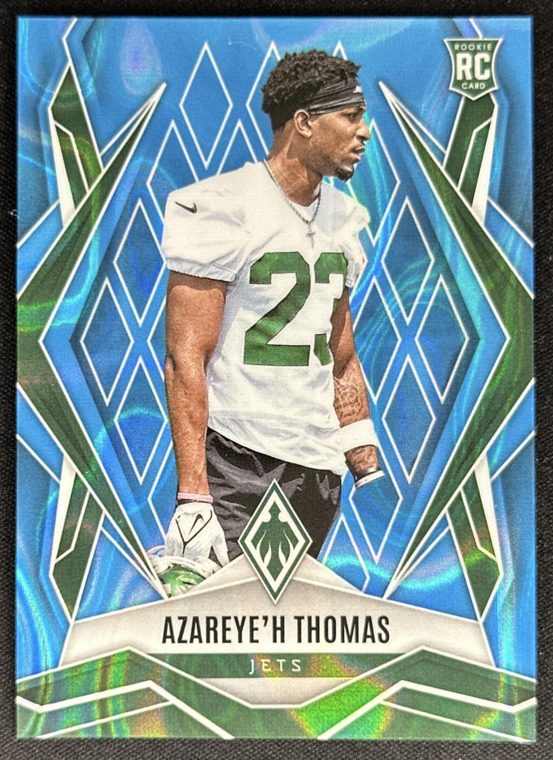 Azareye'h Thomas 2025 Panini Phoenix Light Blue Lava Prizm /325 Jets