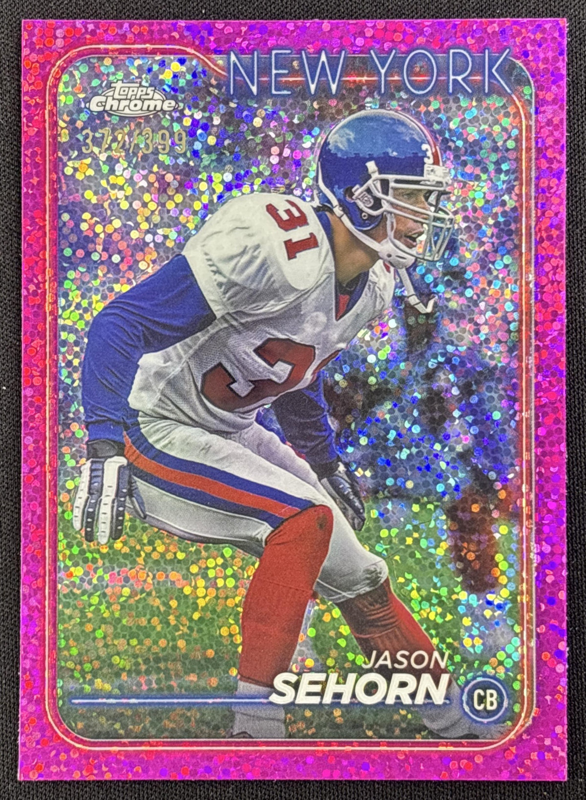 Jason Sehorn 2024 Topps Chrome Magenta Speckle Refractor /399 Giants