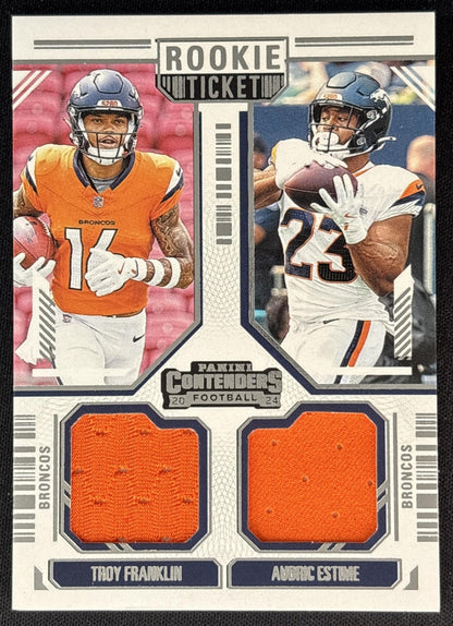 Audric Estime Troy Franklin 2024 Contenders Rookie Ticket Dual Swatches Broncos