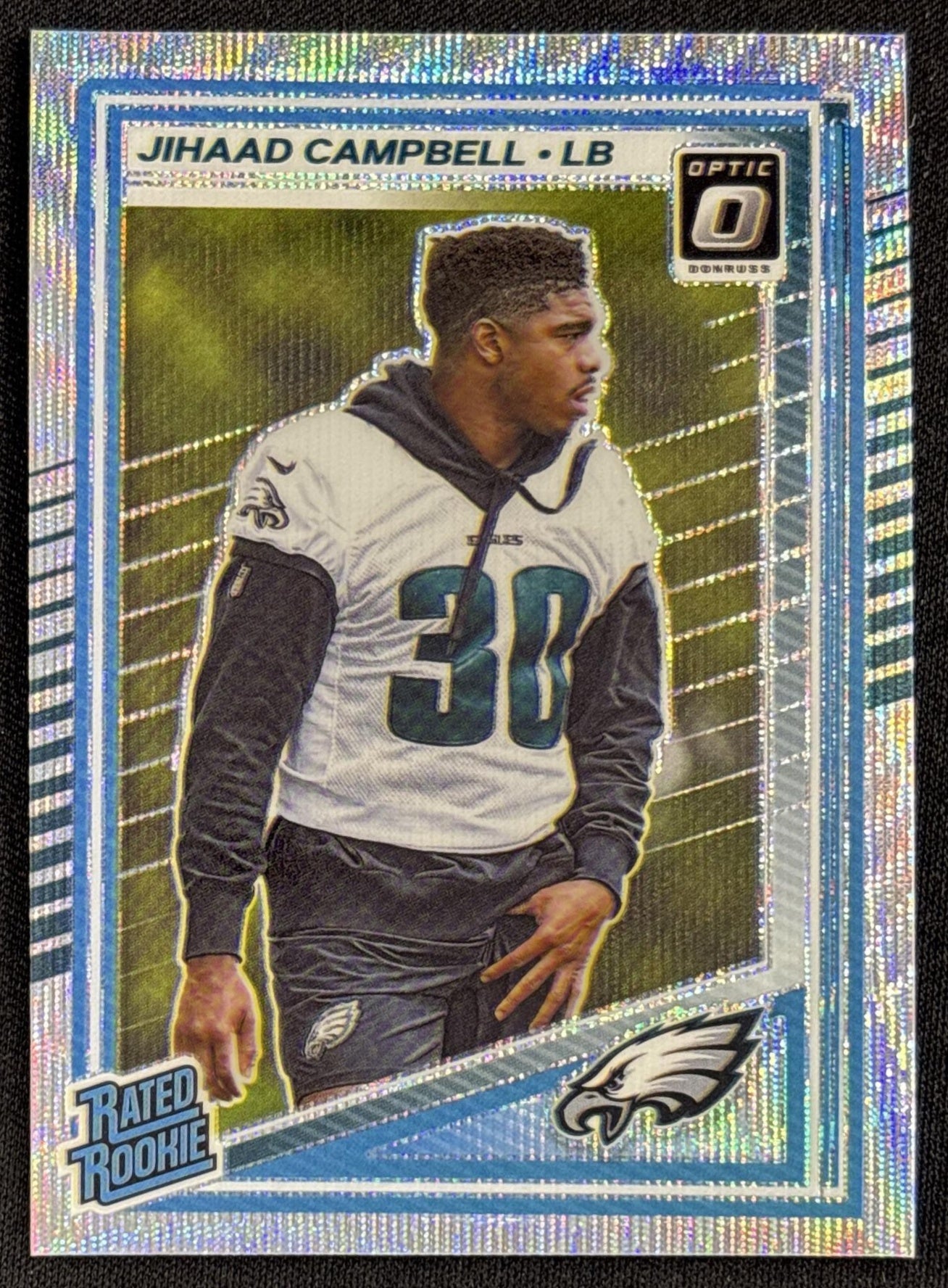 Jihaad Campbell 2025 Panini Donruss Optic Rated Rookie Wave Prizm /300 Eagles