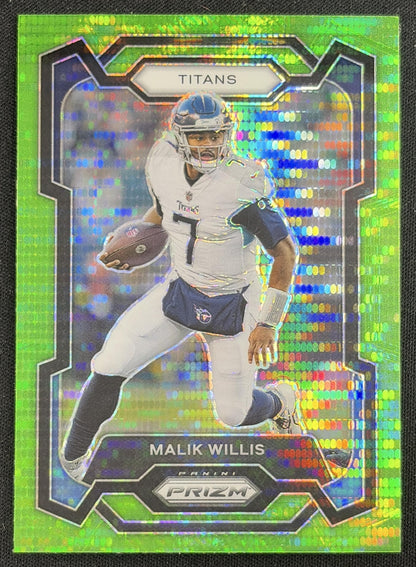 Malik Willis 2023 Panini Prizm Neon Green Pulsar Titans Sports Trading Card