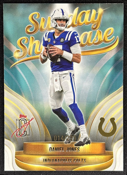 Daniel Jones 2025 Topps Signature Class Sunday Showcase Teal Foil /225 Colts