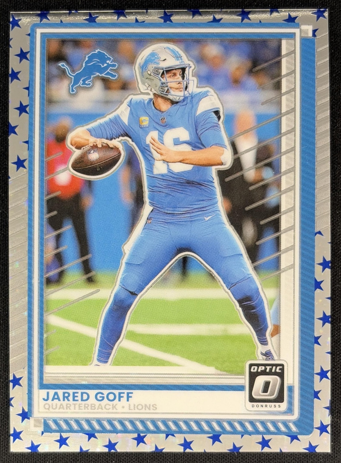 Jared Goff 2025 Panini Donruss Optic Stars Prizm Lions
