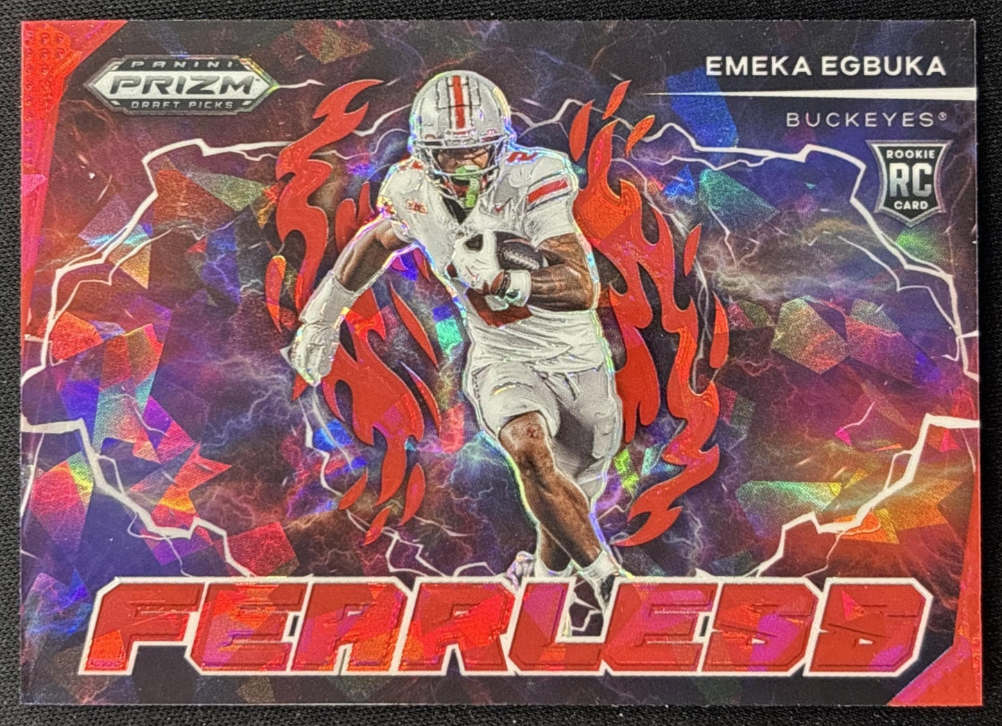 Emeka Egbuka 2025 Panini Prizm Draft Picks Fearless Red Ice Buckeyes Sports Trading Cards