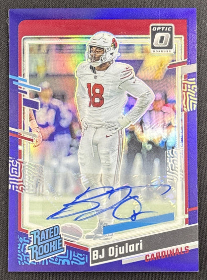 BJ Ojulari 2023 Panini Donruss Optic Rated Rookie Auto Purple /35 Cardinals