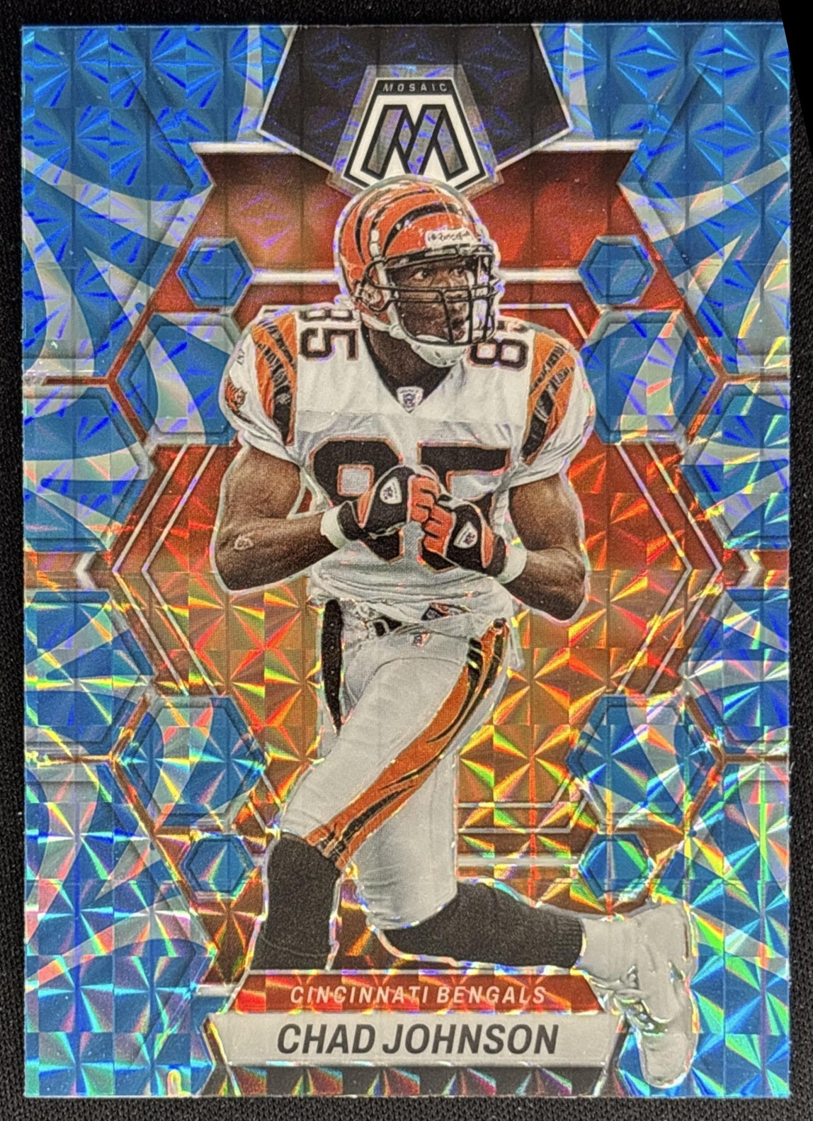 Chad Johnson 2023 Panini Mosaic Reactive Blue Mosaic Bengals front