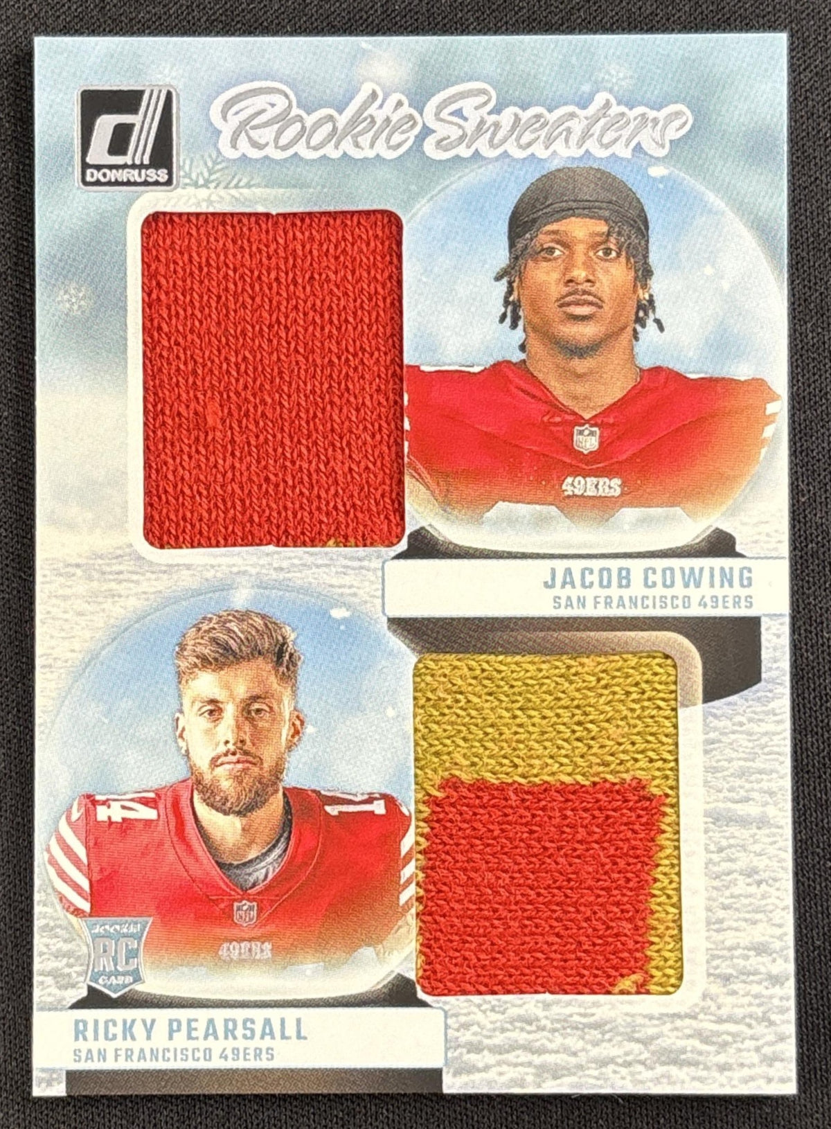 Jacob Cowing Ricky Pearsall 2024 Panini Donruss Rookie Holiday Sweater Dual 49ers #2