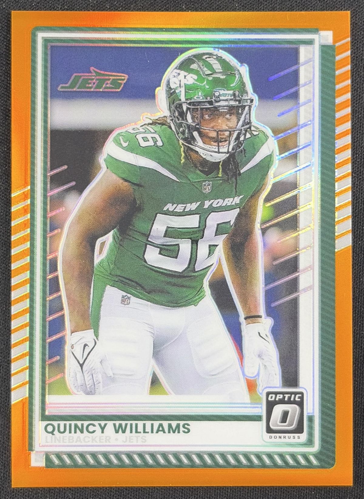 Quincy Williams 2025 Panini Donruss Optic Orange Prizm /299 New York Jets