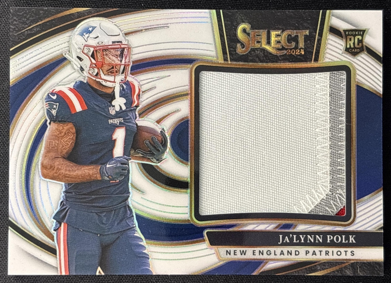 Ja'Lynn Polk 2024 Panini Select Jumbo Rookie Swatch White Prizm /75 Patriots Sports Trading Cards