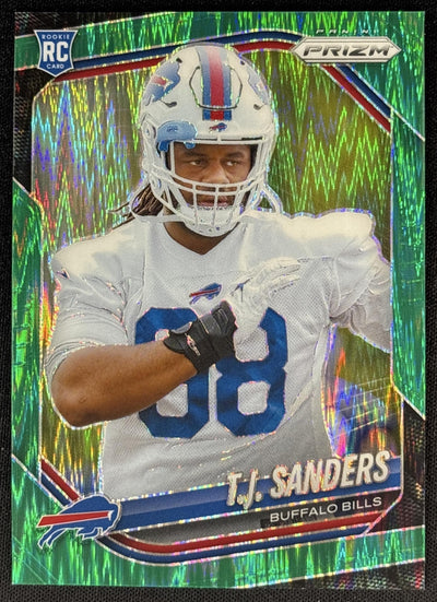 T.J. Sanders 2025 Panini Prizm Green Flash Bills Default Title Sports Trading Cards