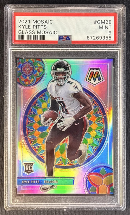 Kyle Pitts 2021 Panini Mosaic Glass Mosaic PSA 9 Falcons front