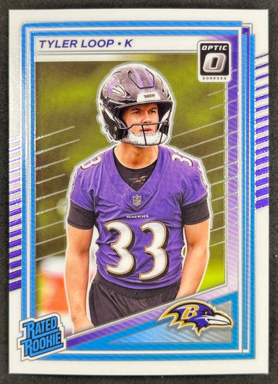 Tyler Loop 2025 Donruss Optic Rated Rookie Ravens Sports Trading Card