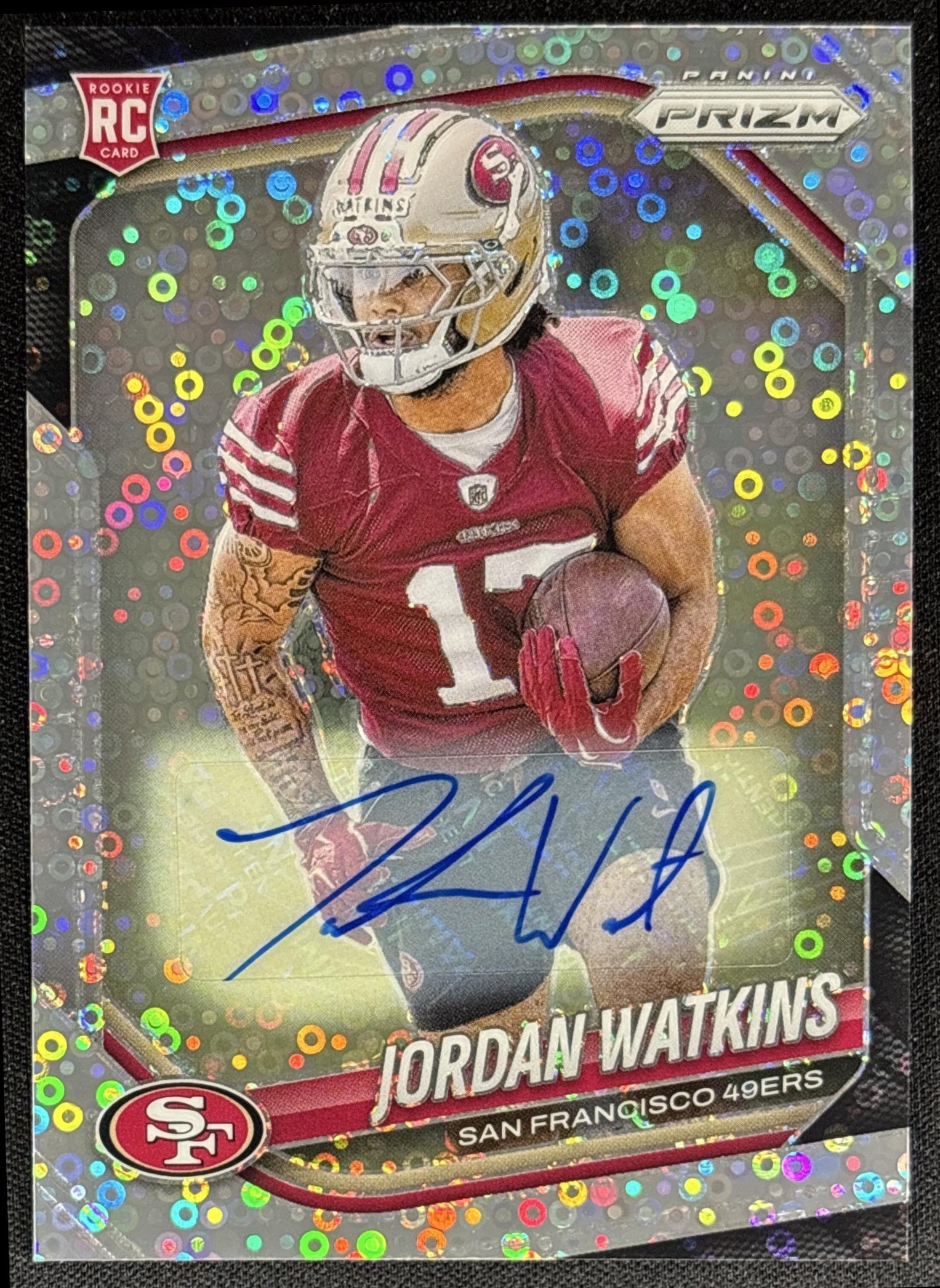 Jordan Watkins 2025 Panini Prizm Rookie Auto No Huddle 49ers