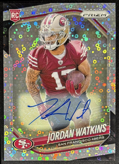 Jordan Watkins 2025 Panini Prizm Rookie Auto No Huddle 49ers