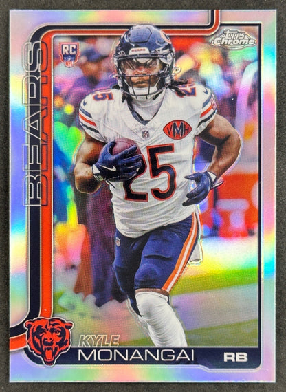 Kyle Monangai 2025 Topps Chrome Rookie Refractor Bears Sports Trading Cards