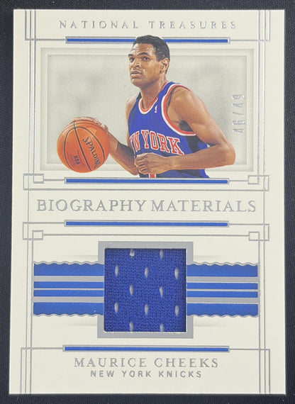 Maurice Cheeks 2020 Panini National Treasures Biography Materials /49 Knicks New York Knicks Sports Trading Card