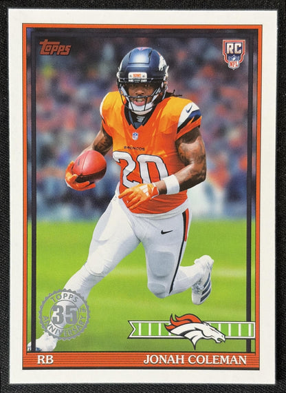 Jonah Coleman 2026 Topps 1991 Rookie Broncos front