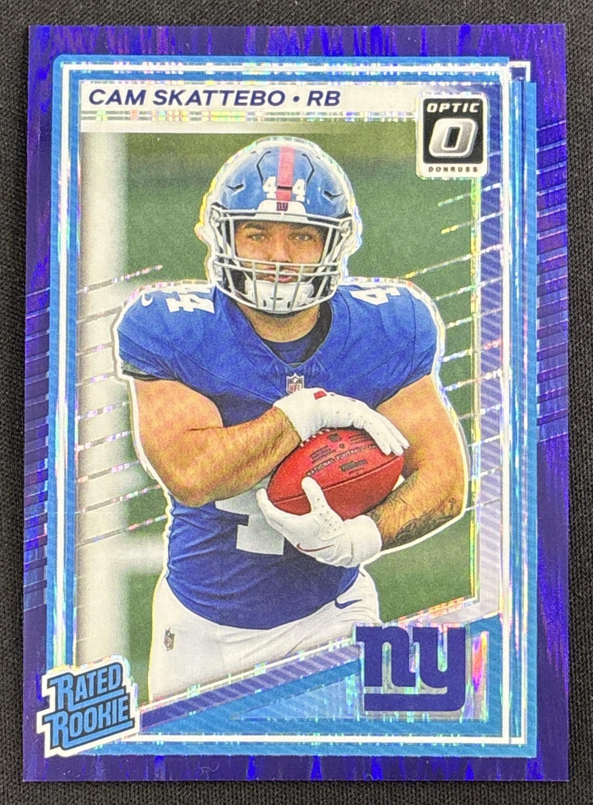 Cam Skattebo 2025 Panini Donruss Optic Rated Rookie Purple Shock Prizm Giants