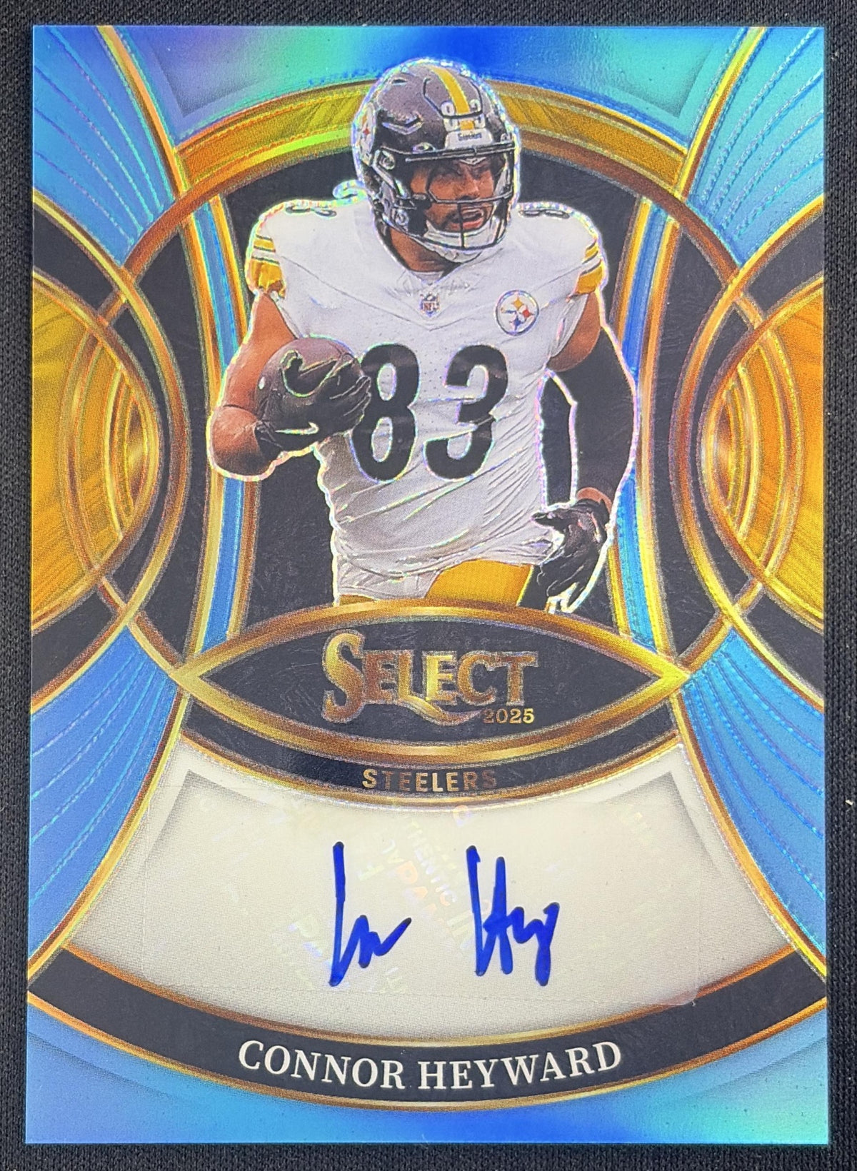 Connor Heyward 2025 Panini Select Signatures Light Blue Prizm /49 Steelers Sports Trading Card