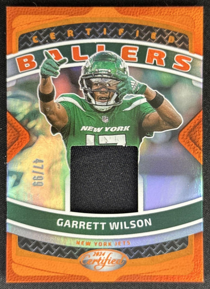 Garrett Wilson 2024 Panini Certified Ballers Mirror Orange /99 Jets
