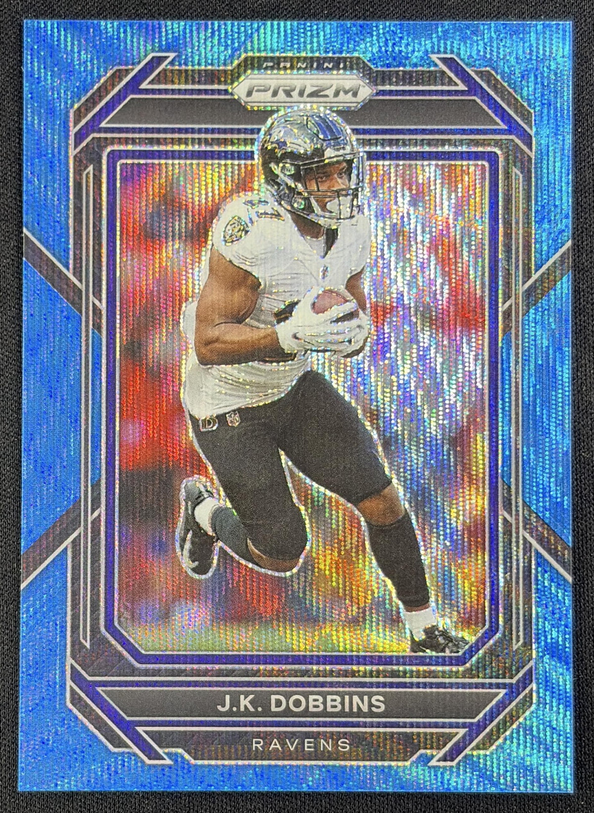 J.K. Dobbins 2022 Panini Prizm Blue Wave /199 Ravens