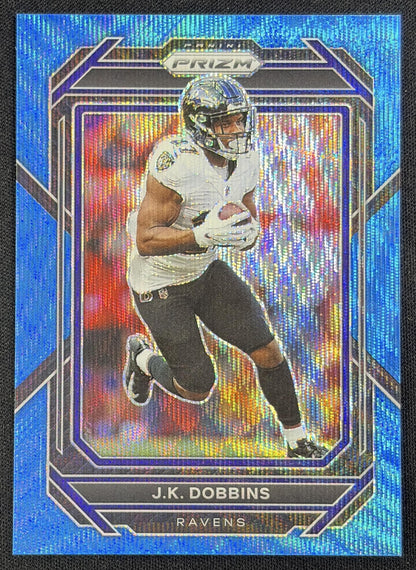 J.K. Dobbins 2022 Panini Prizm Blue Wave /199 Ravens