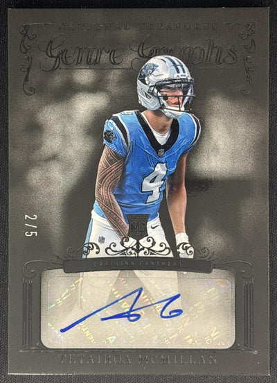 Tetairoa McMillan 2025 National Treasures Genre Graphs Auto Black /5 Panthers Sports Trading Cards