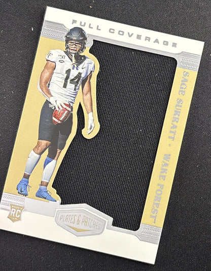 Sage Surratt 2021 Panini Chronicles Draft Picks Plates and Patches Full Coverage