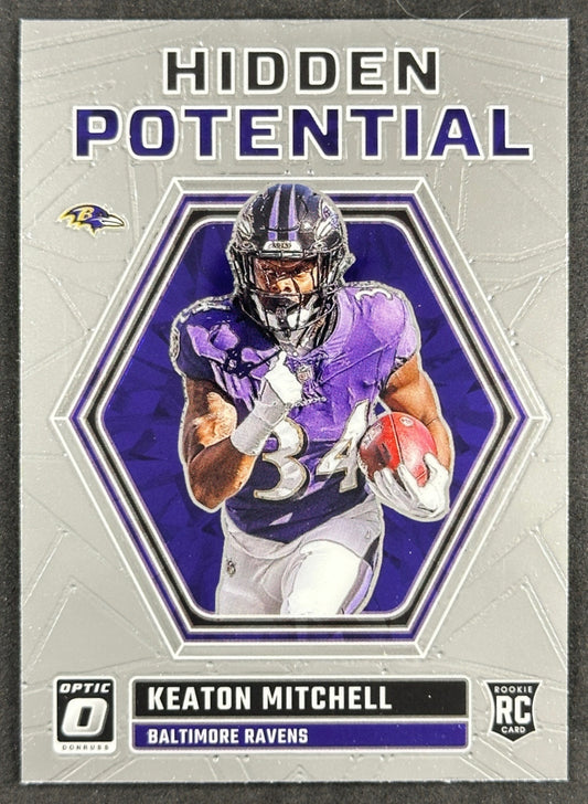 Keaton Mitchell 2023 Donruss Optic Hidden Potential Ravens - Front
