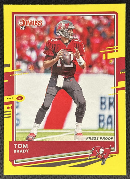 Tom Brady 2020 Panini Donruss Press Proof Yellow Buccaneers Sports Trading Cards