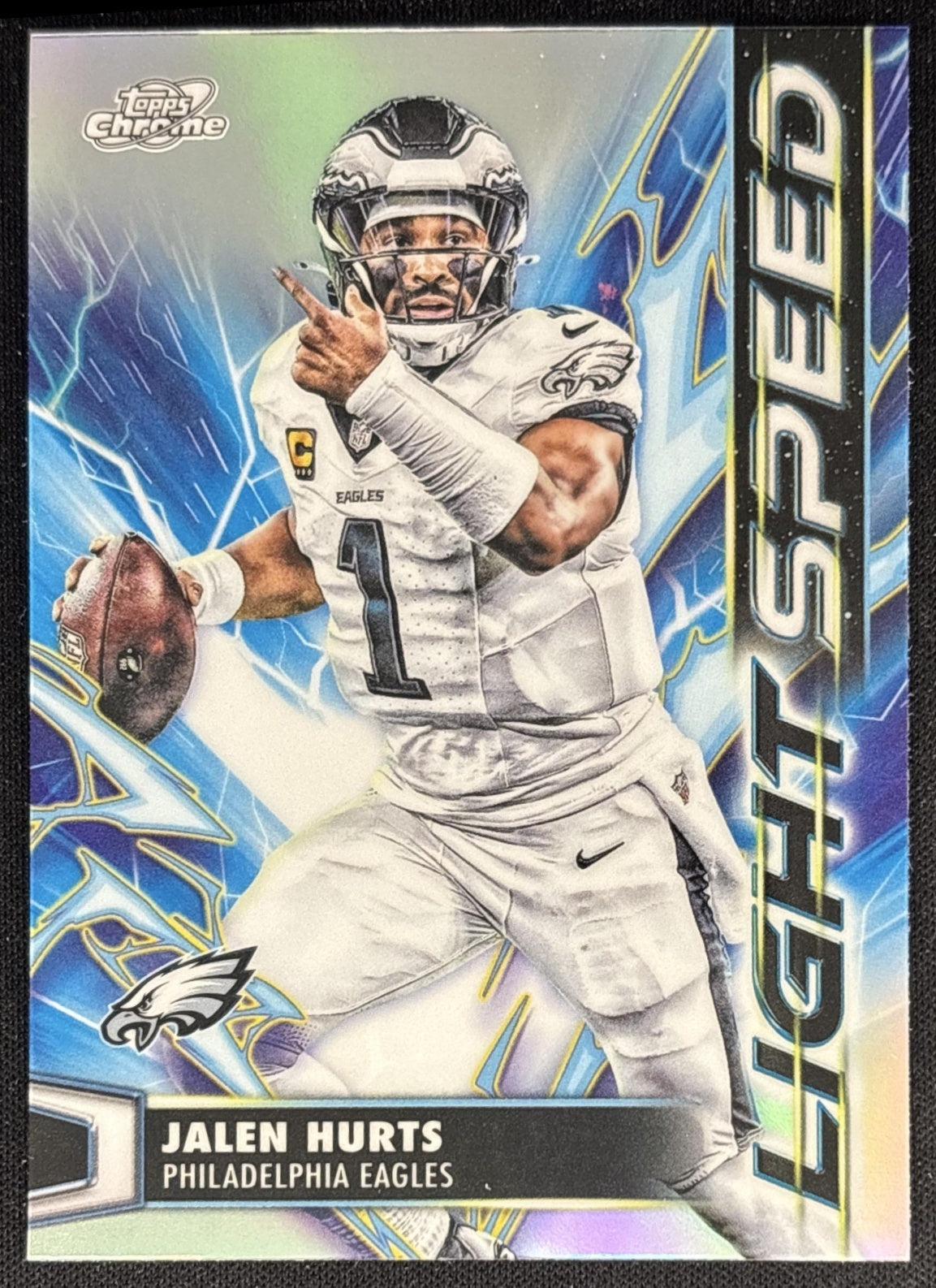 Jalen Hurts 2025 Topps Cosmic Chrome Light Speed Eagles front