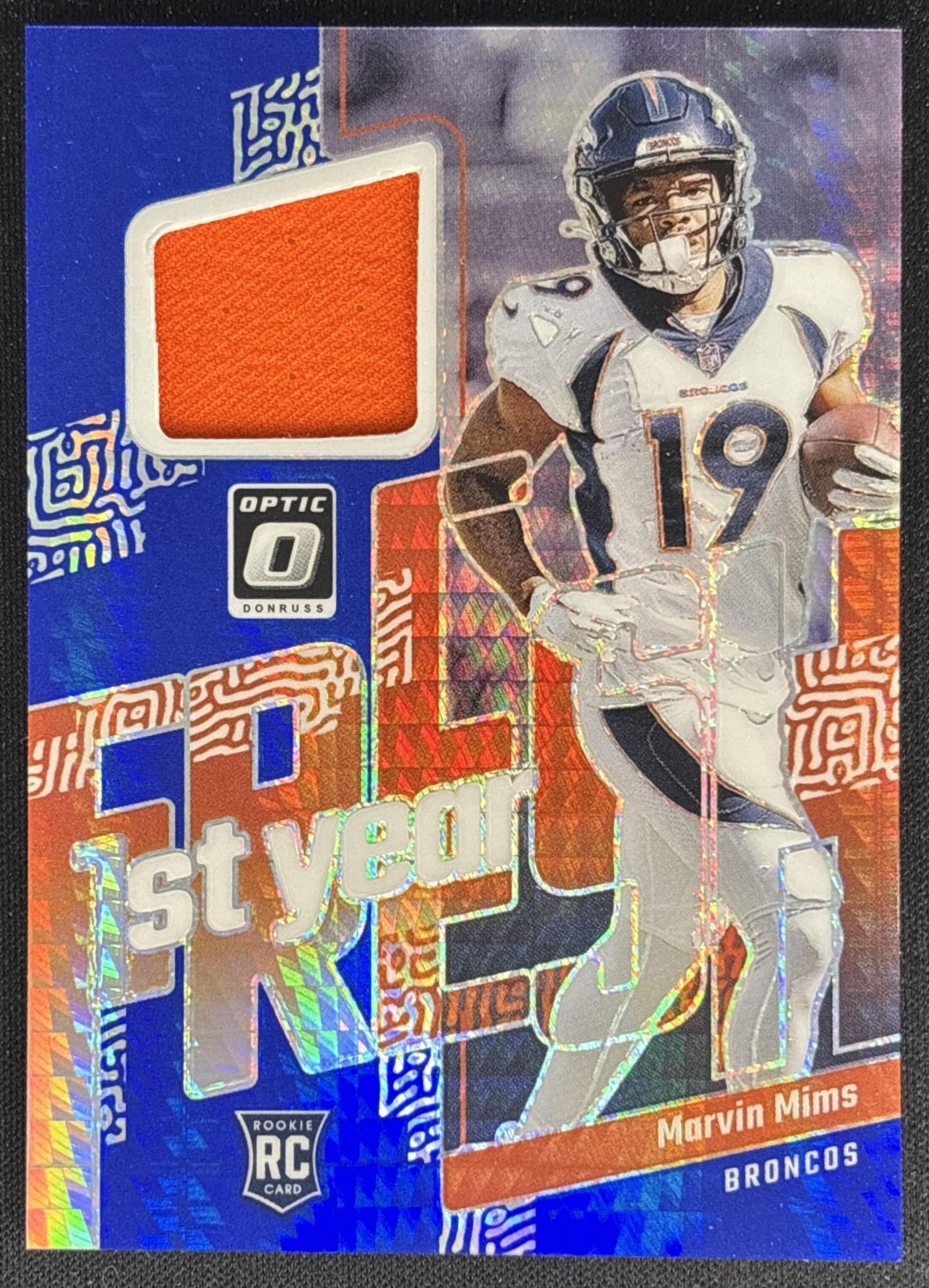 Marvin Mims 2023 Panini Donruss Optic First Year Fresh Blue Hyper Broncos