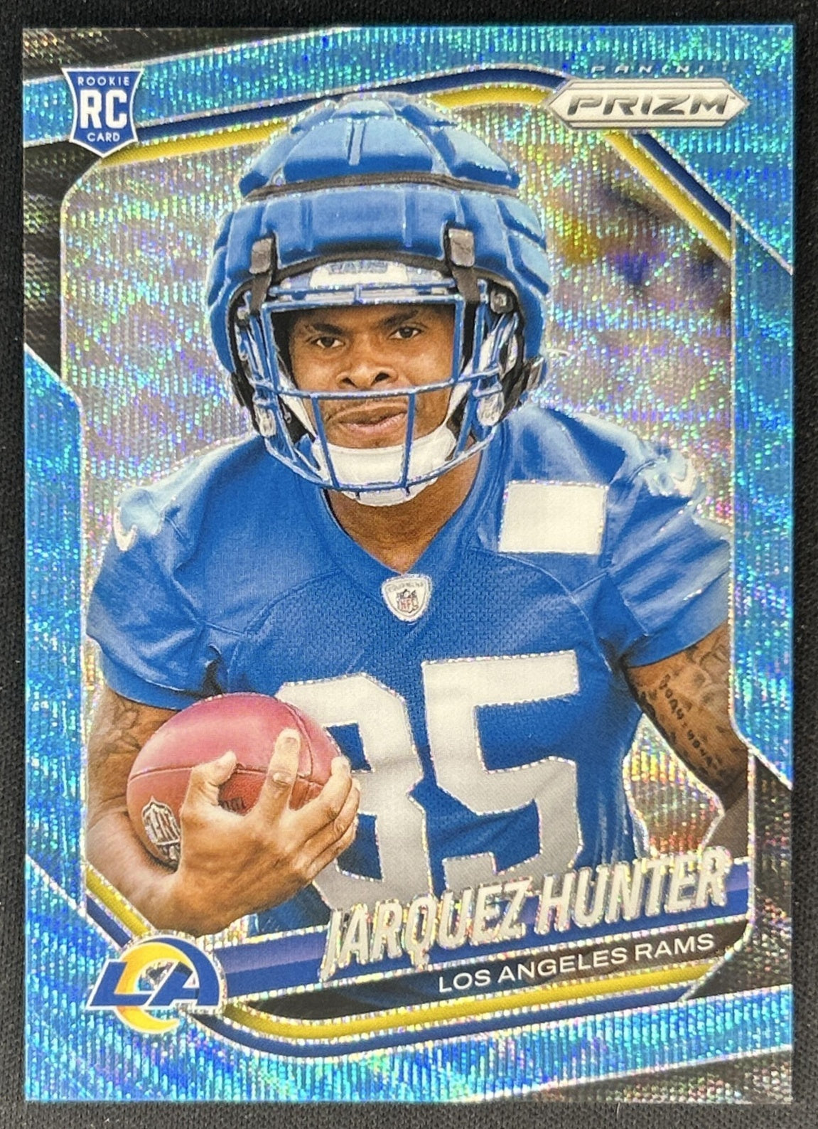 Jarquez Hunter 2025 Panini Prizm Blue Wave /230 Rams Front