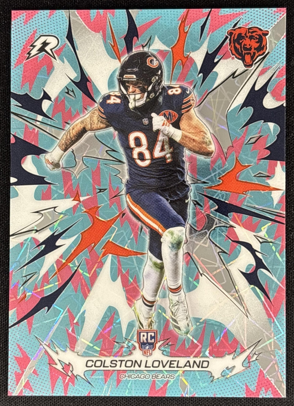 Colston Loveland 2025 Topps Resurgence Sky Blue and Pink Shock Refractor Bears Chicago Bears