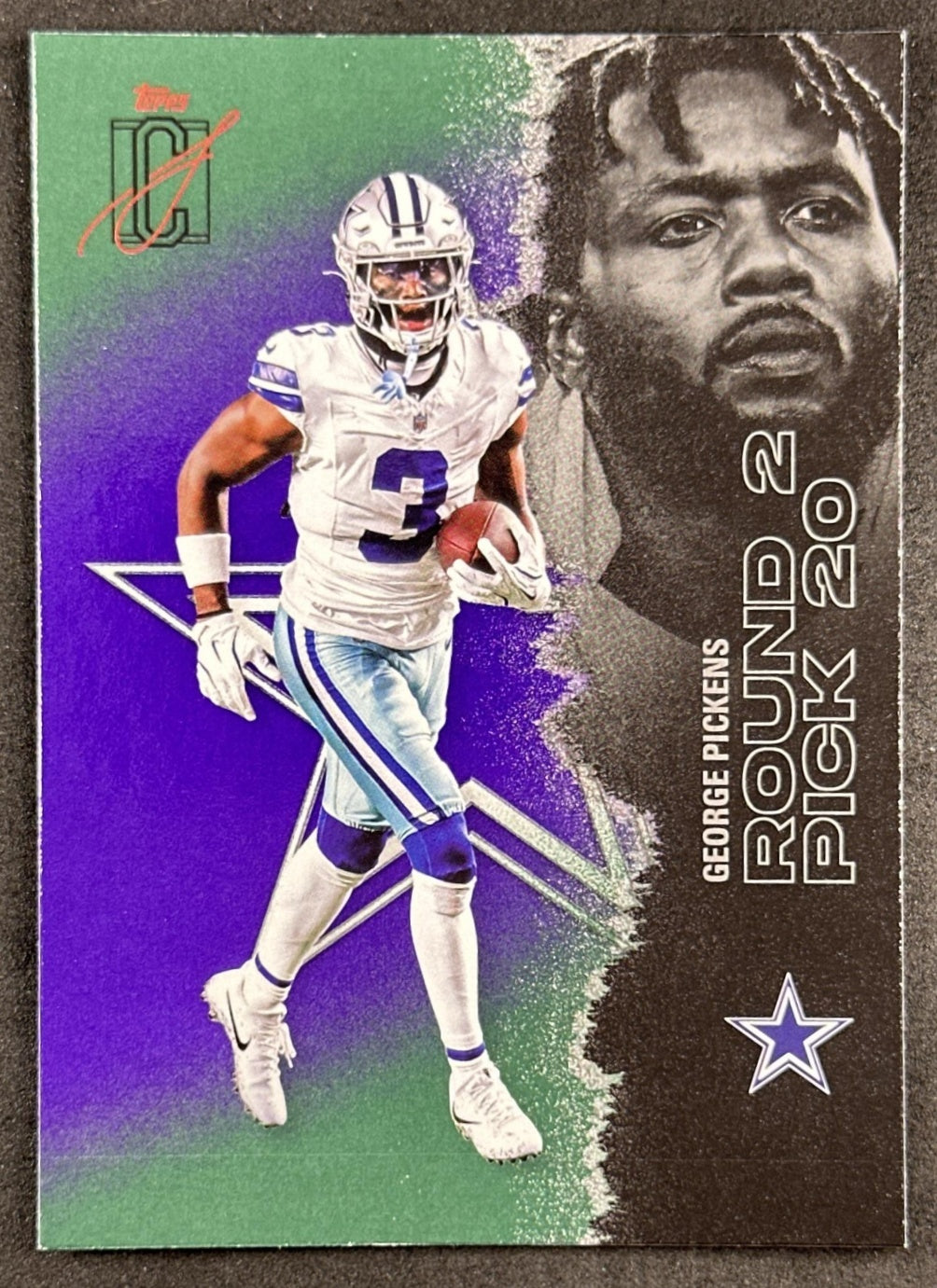 George Pickens 2025 Topps Signature Class Veteran Green & Purple Foil Cowboys
