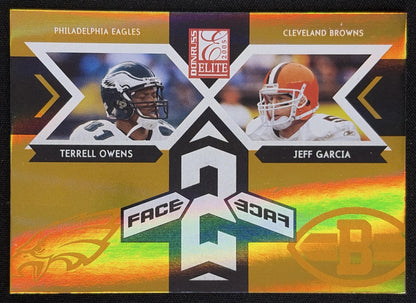 Terrell Owens Jeff Garcia 2005 Donruss Elite Face 2 Gold /1000 Panthers Carolina Panthers Sports Trading Card