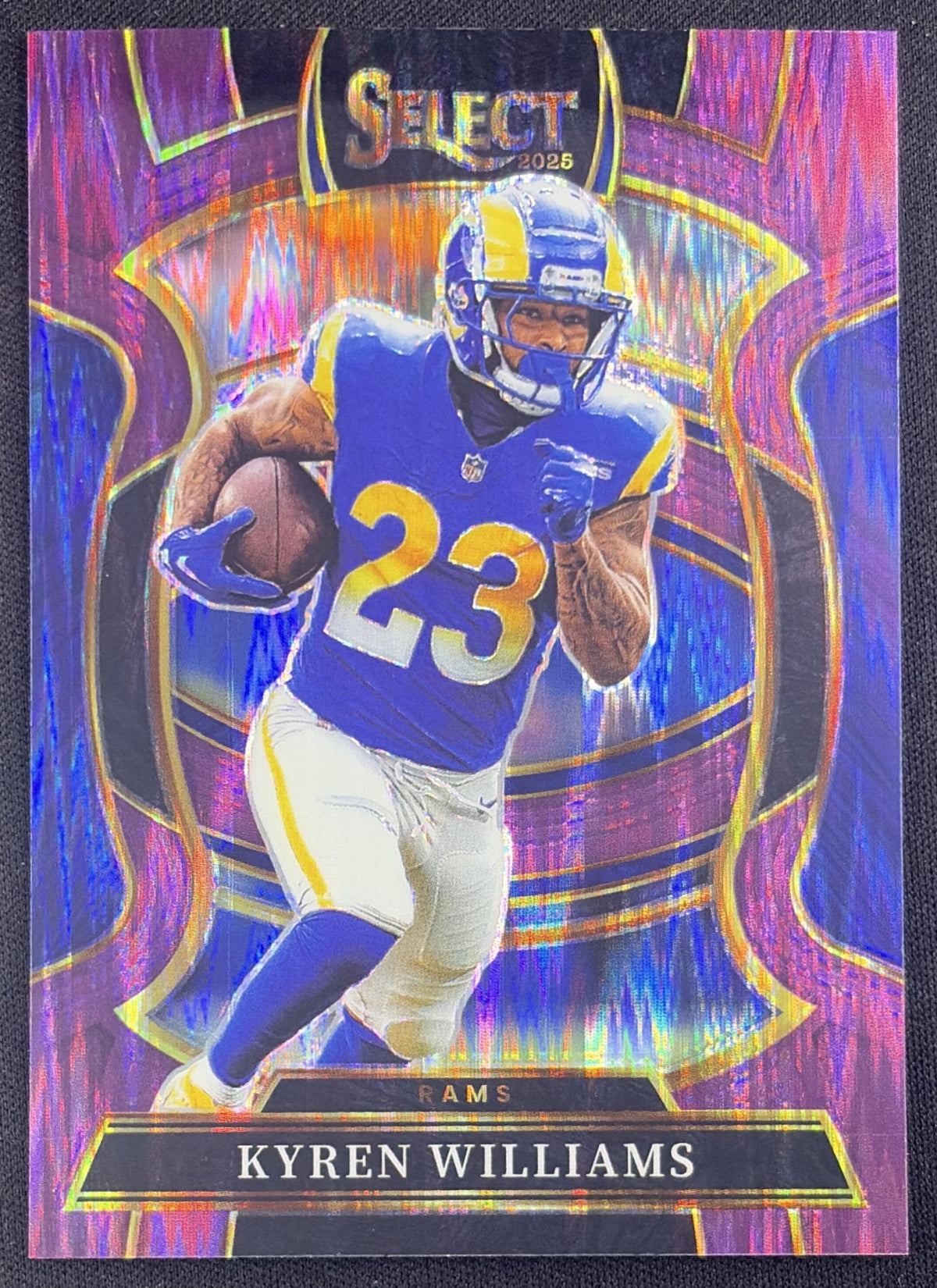 Kyren Williams 2025 Panini Select Concourse Purple Prizm Shock /699 Rams