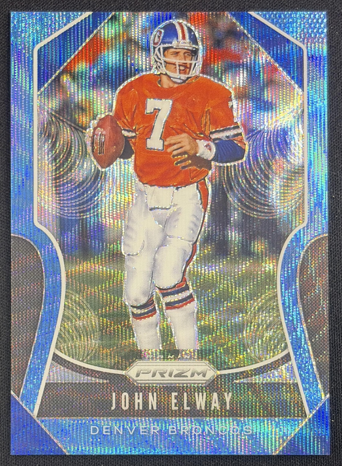 John Elway 2019 Panini Prizm Blue Wave /199 Broncos Sports Trading Card